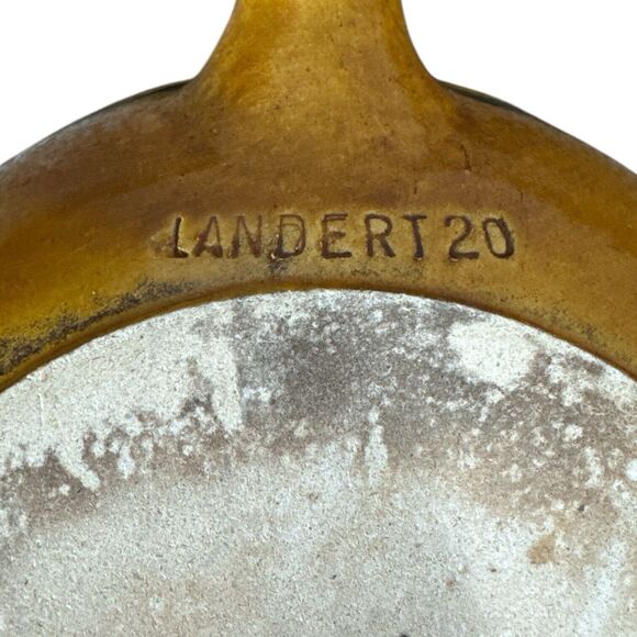 Landert 20 Two Tone Mustard Yellow Green Stripe Fondue Casserole Stoneware Pot - Picture 9 of 11